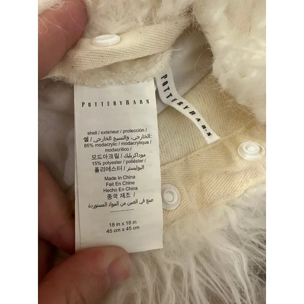 Pottery Barn white furry pillow set